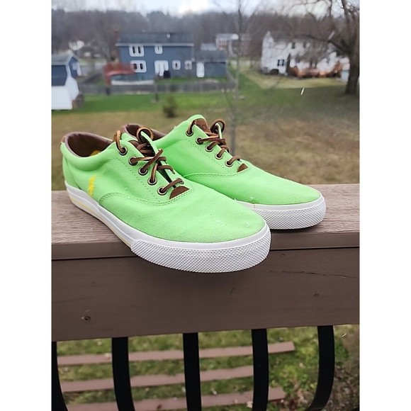Ralph Lauren Polo Other - Ralph Lauren Polo Men Vaughn Lime Green Canvas Deck Shoes Sz 10.5 Pony Lace Up